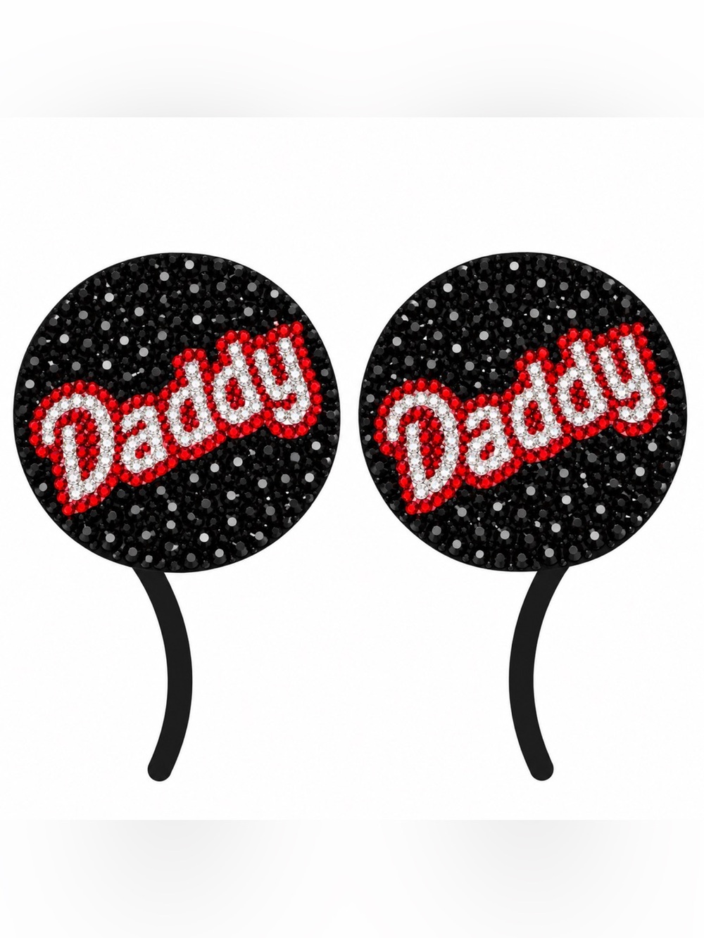 Daddy Theme Rhinestone Black Crystal Pasties Size Extra Large New